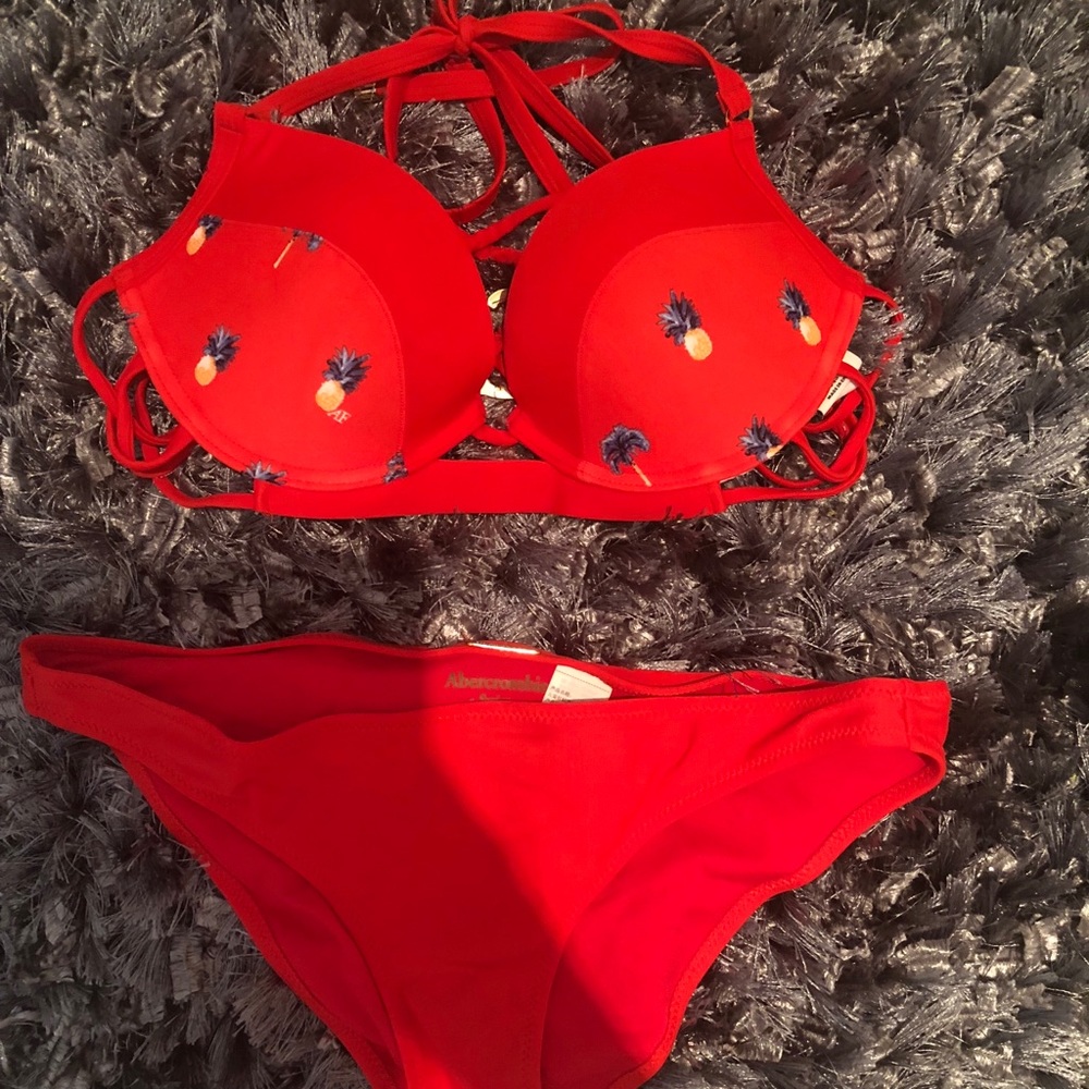 Abercrombie Red Print Pineapple bathing suit.